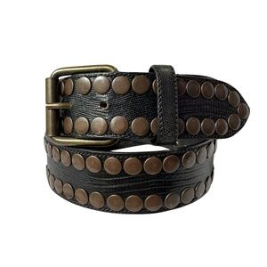 Genuine VITANUOVA Black Studded Leather Studs Men Belt Unisex 28
